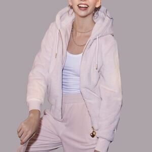 Moose Knuckles x Jennifer Meyer Faux Fur Jacket Pink Hooded Full Zip Up Crop M